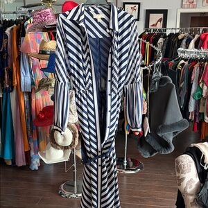 Michael Kors Navy and White Striped Shirt